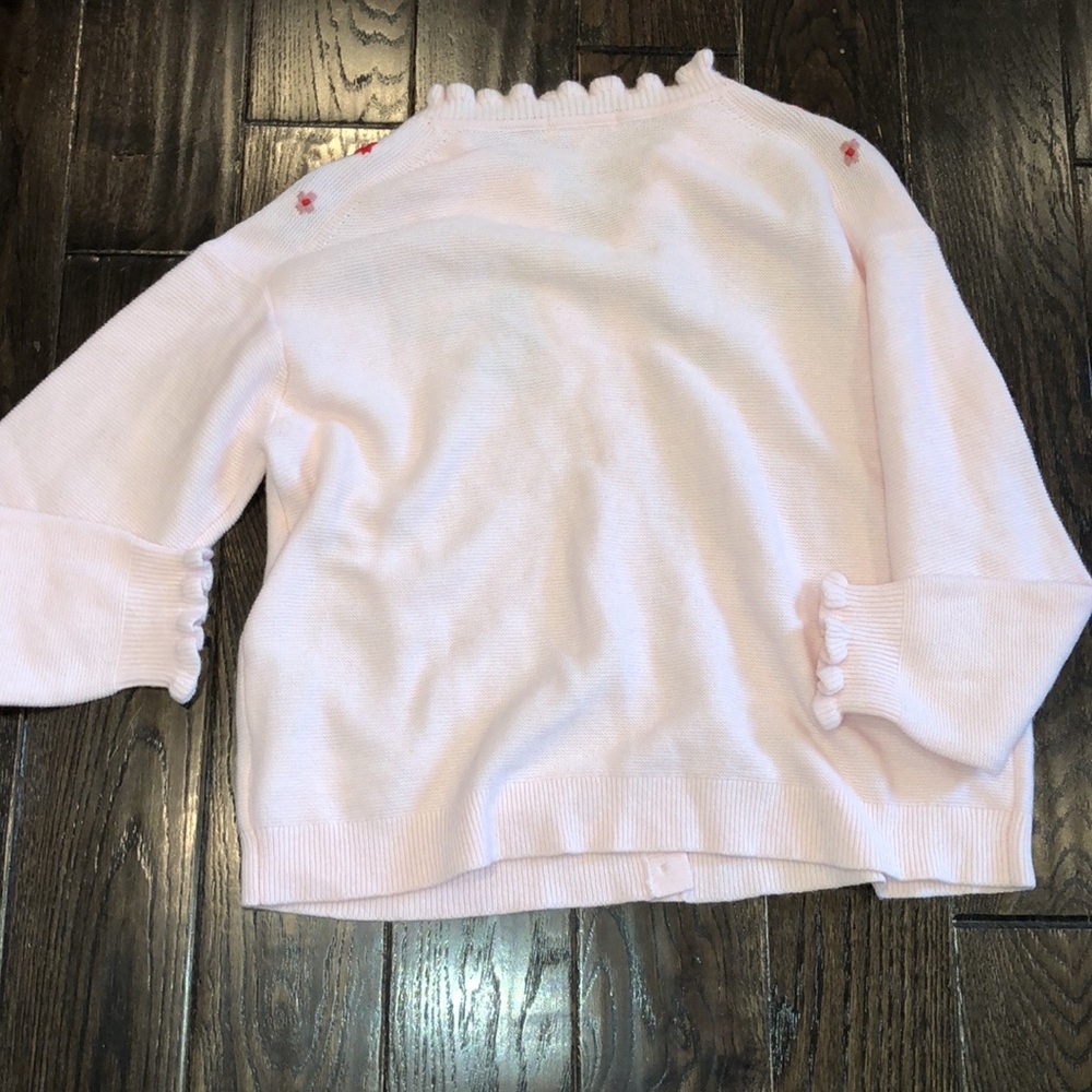 BODEN embroidered frill knit sweater cardigan blooming pink size large - Picture 9 of 16